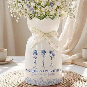 Mother & Daughter Forever Linked Together - Personalized Bloom Vase - Gift For Mom, Mother's Day Gift