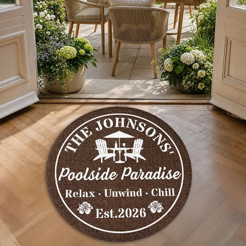 Welcome To Our Backyard Oasis - Personalized Custom Doormat - Summer Gift For Family, Backyard Decoration