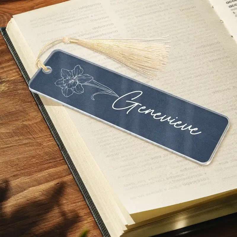 Flower Birth Month & Name - Personalized Acrylic Bookmark - Gift For Her, Gift For Sister, Bestie, Friend