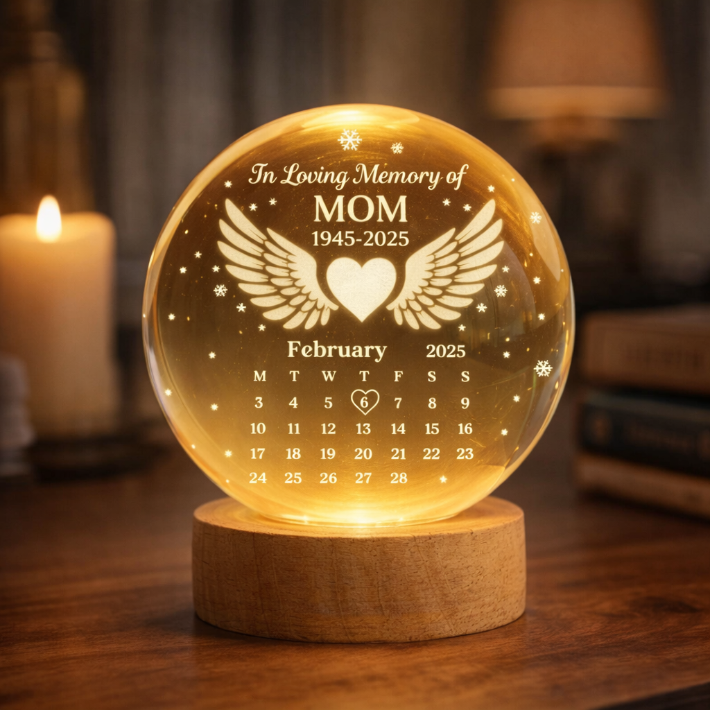The Moment Your Heart Stopped - Personalized Crystal Ball Lamp - Memorial Gift