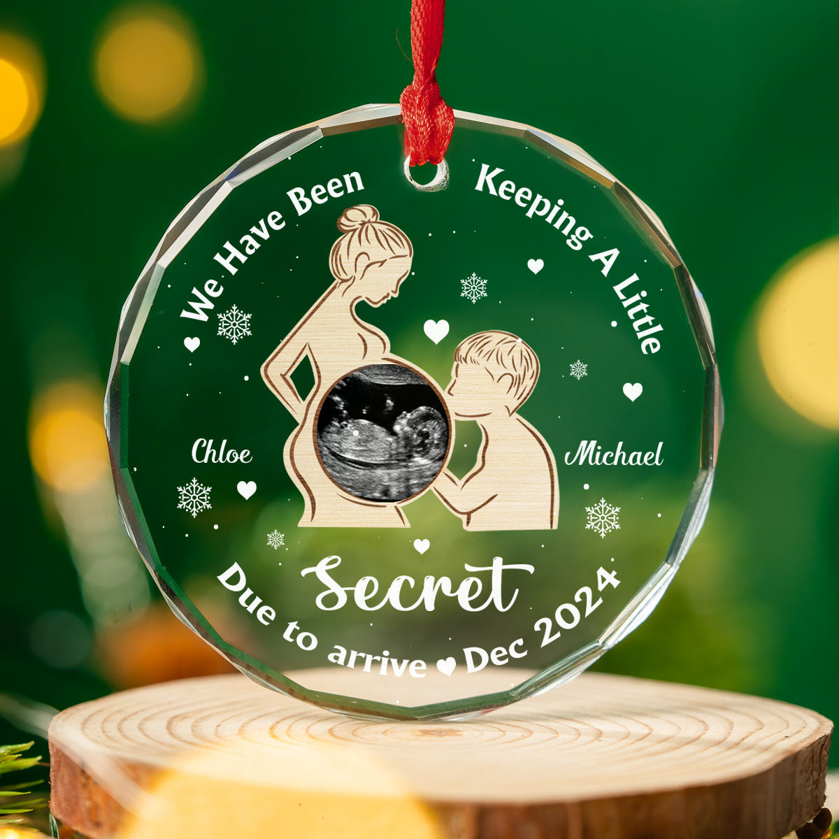 We Have Been Keeping A Little Secret - Personalized Crysal Ornament - Christmas Gift For New Parents, Baby Announcement