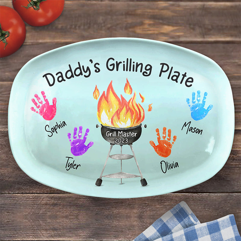Best Dad's Grilling Plate - Personalized Platter - Father's Day, Birthday Gift For Dad, Grandfather