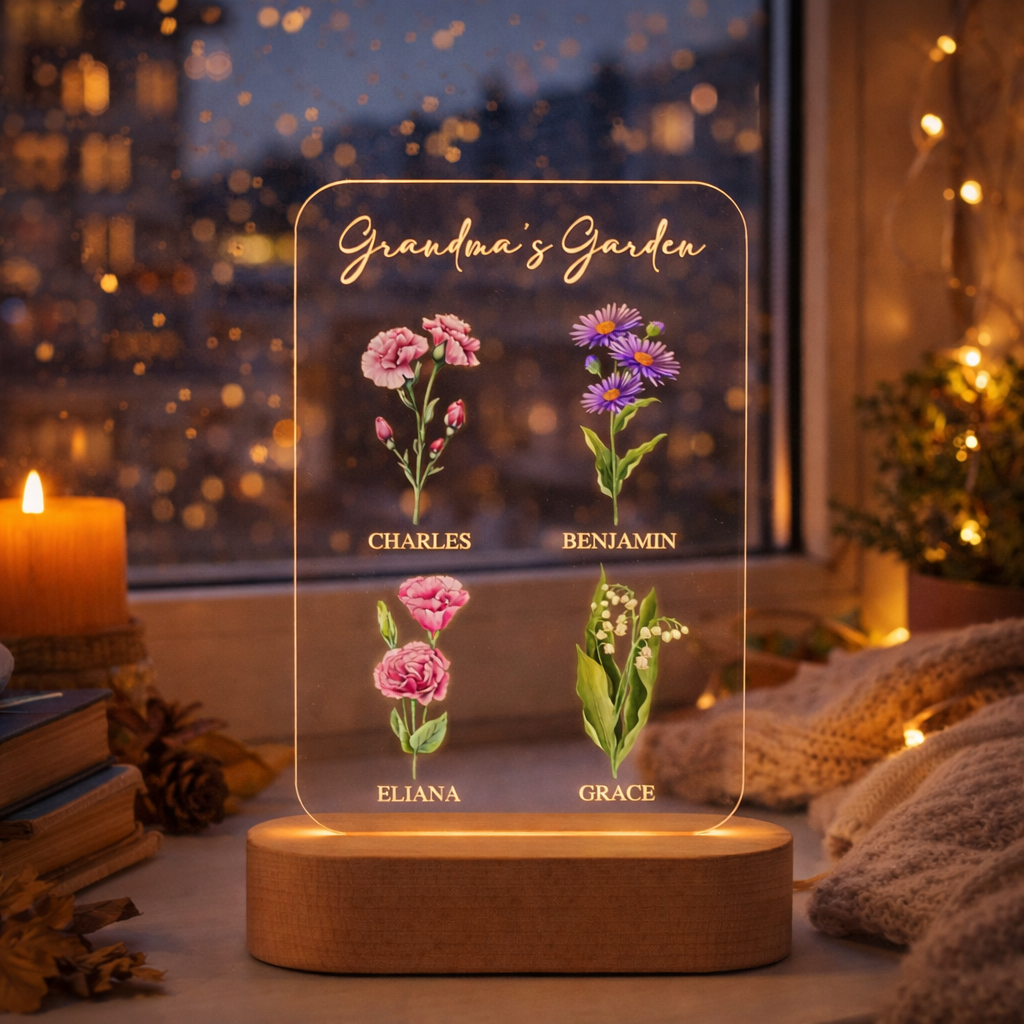 Mom Birthday Gift, Grandma Gift, Custom Grandma's Garden Birth Month Flower Night Light, Personalized Gifts for Mom, Birth Flower Mom Gifts