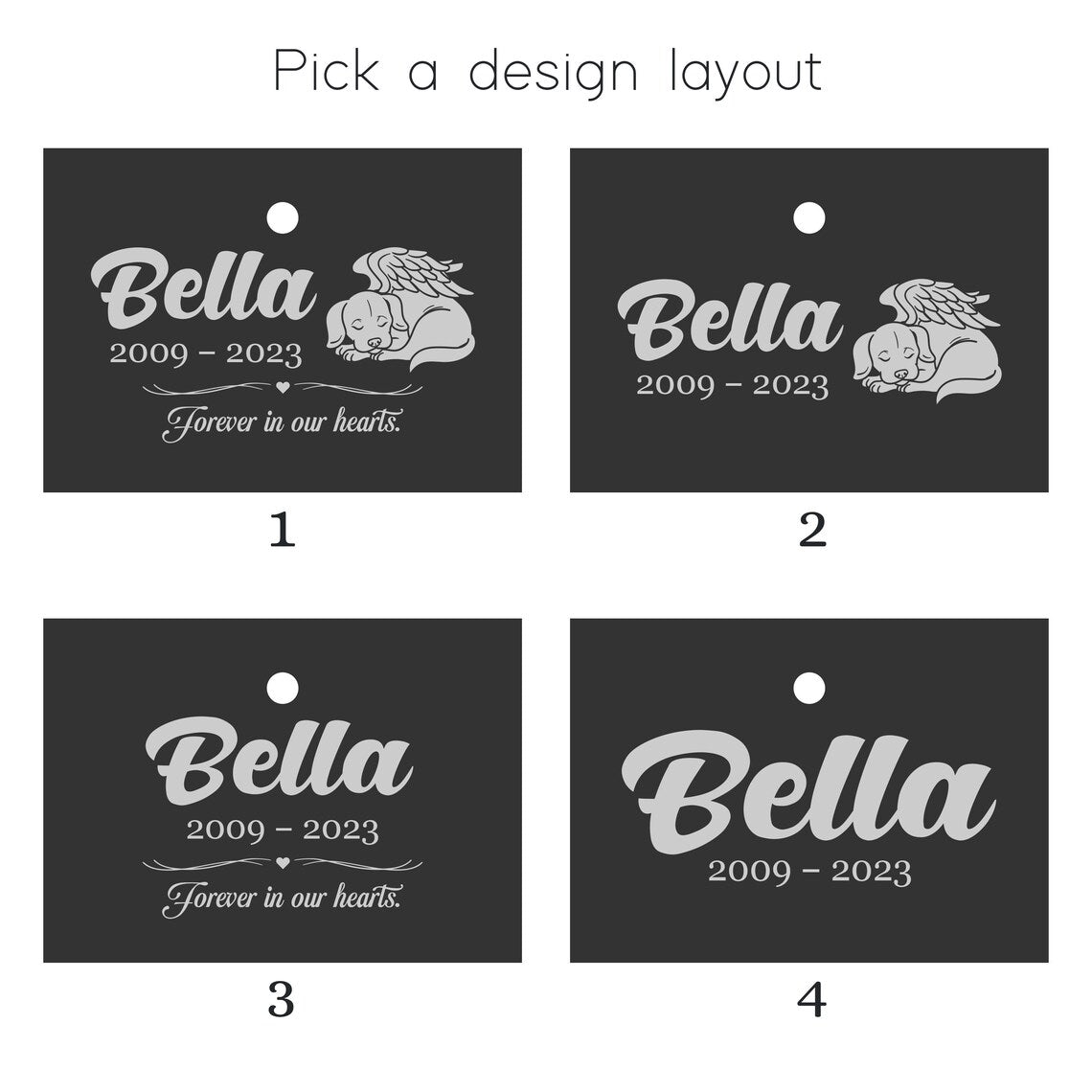 Custom Tall Hanging Dog Memorial Plaque, Slate Sign and Stainless Steel Stake Marker