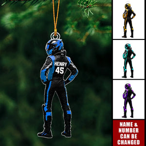 Car Racer Custom Uniform Color & Number - Personalized Acrylic Shaped Ornament Gifts For Race Car Lovers