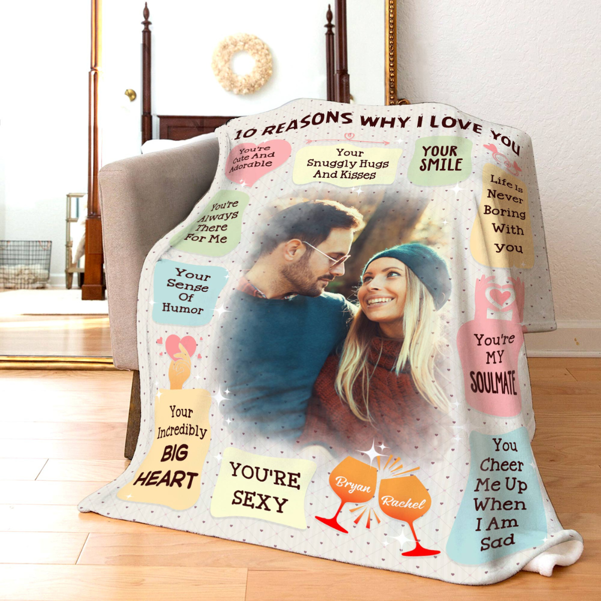 10 Reasons Why I Love You Custom Photo - Personalized Blanket - Anniversary Gift, Valentine's Day Gift For Him & Her