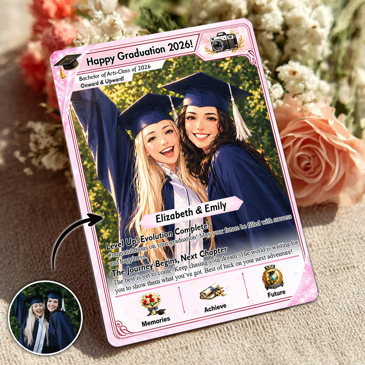 Personalized Trading Graduation Card, Custom Grad Portrait, Gift for Graduates
