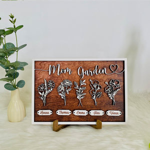 Personalized Mom's Garden Sign With Custom Name and Birth Month Flowers, Personalized Family Name, Perfect gift for Mom