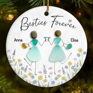 Sea Glass Besties Sisters - Personalized Ornament - Christmas Gift For Besties, Sisters, BFF