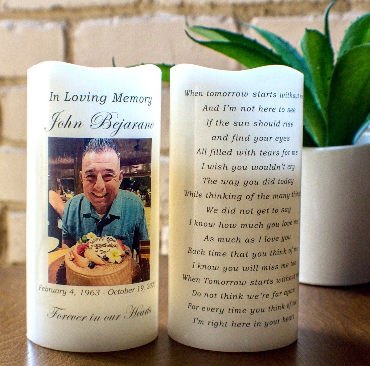 Forever In Our Heart Memorial Poem - Custom LED Flameless Candle - Sympathy Gift for Loss of Loved One Gift