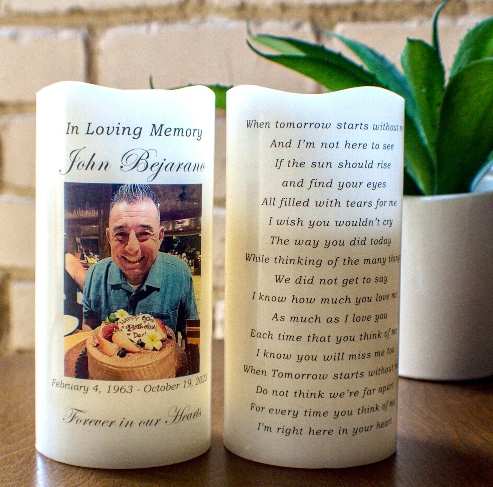 Forever In Our Heart Memorial Poem - Custom LED Flameless Candle - Sympathy Gift for Loss of Loved One Gift