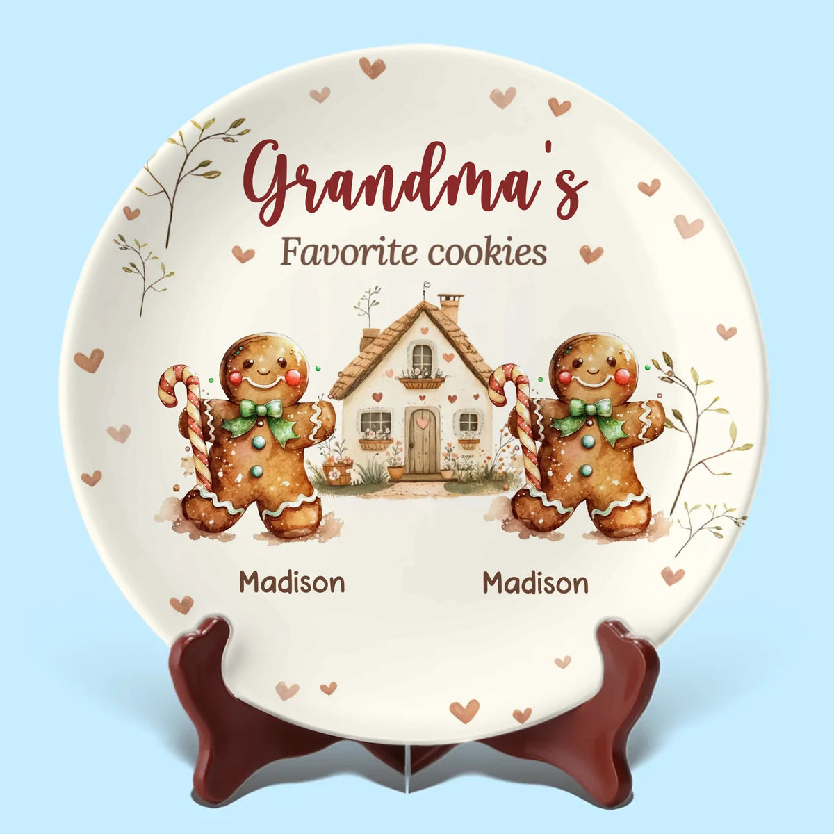 Grandma's Favorite Cookies - Personalized Ceramic Plate - Christmas Gift, Birthday Gift For Mom, Grandma