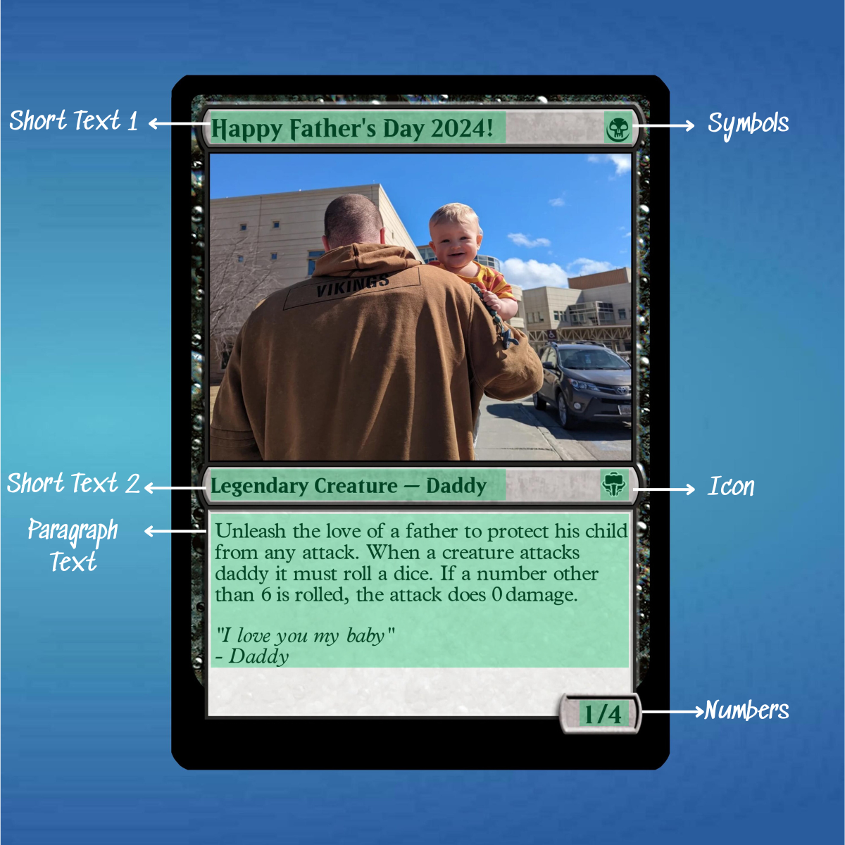 Custom Fathers Day Magic Card, Custom Text, Color, Photo, Dad Birthday, Husband, Dad Gift Ideas