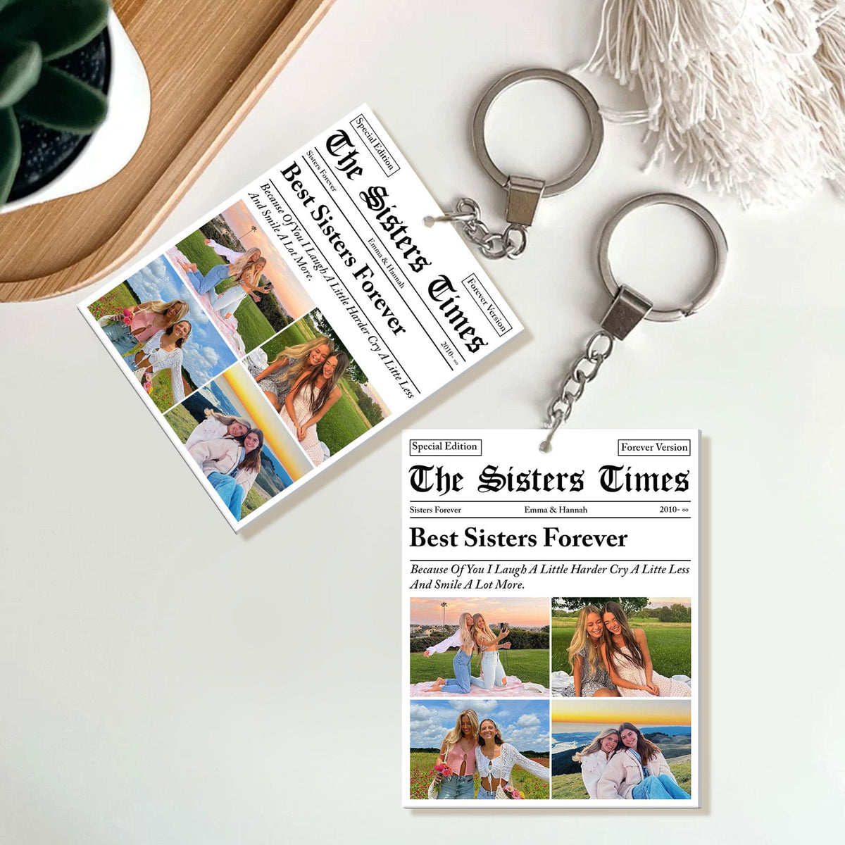 Personalized Sisters Times Acrylic Keychain, Custom Sister Gift, The BFF Times, Best Sister Christmas Photo Keychain, Christmas Gift For Besties