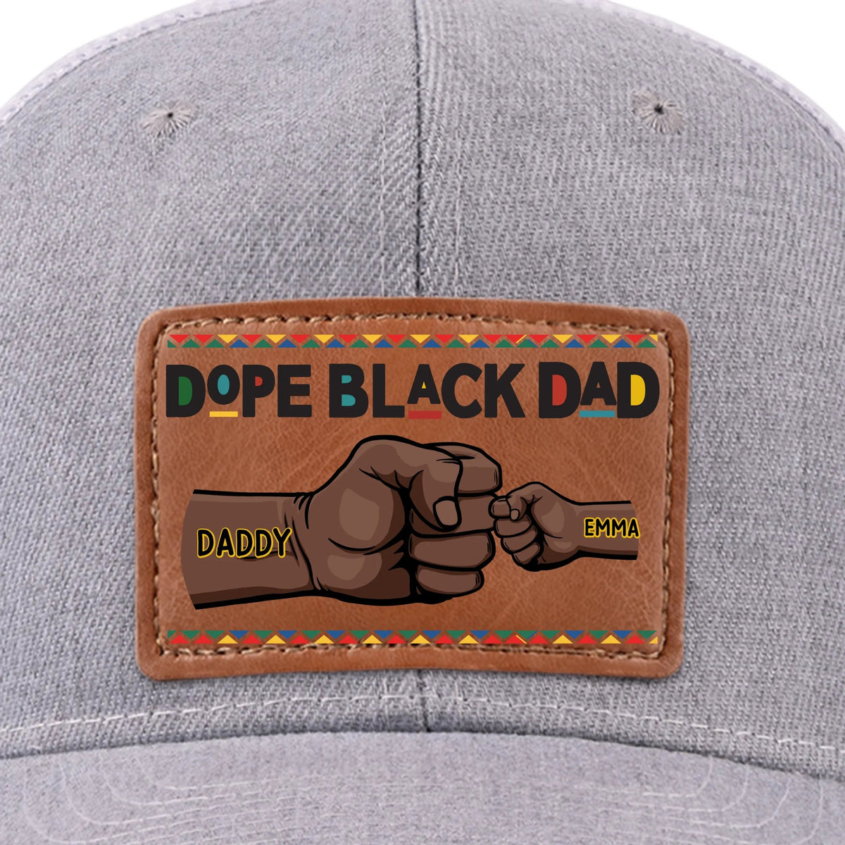 Dope Black Dad - Personalized Leather Label Net Hat - Gift For Dad Papa, Father's Day Gift