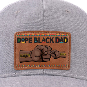 Dope Black Dad - Personalized Leather Label Net Hat - Gift For Dad Papa, Father's Day Gift