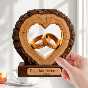 Together Forever Couple Anniversary 2D Flat Plaque - Personalized 2-Layered Wooden Plaque - Heartfelt Gift for Her, for Him