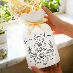 Home Sweet Home - Personalized Custom Ribbon Tie Flower Vase