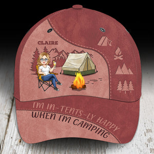 I'm in-tents-ly Happy When I'm Camping - Personalized Classic Cap - Gift For Camping Lovers