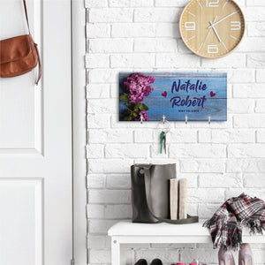 Custom Couple Name Flower, Custom Key Hanger with Family Name, Housewarming Gifts for New Home, Wedding Gifts for Couple