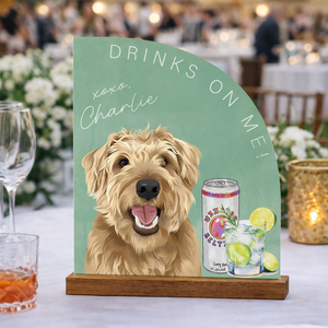 Custom Pet Portrait Signature Drink Sign, Acrylic Wedding Bar Menu, Wedding Drink Bar Decor