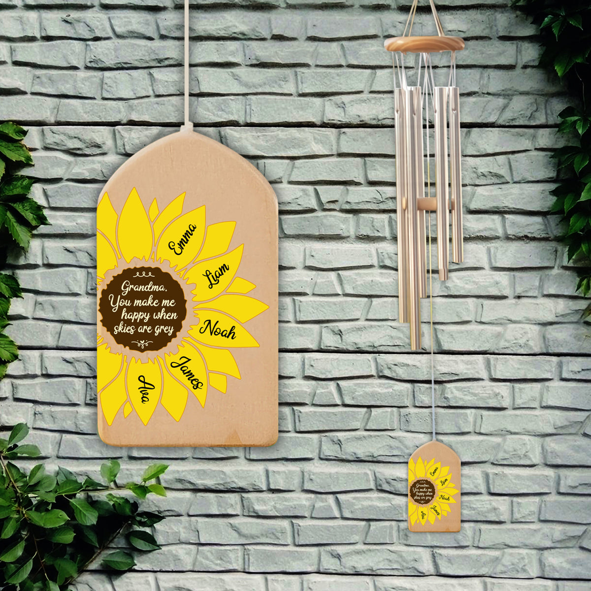You Make Me Happy Sunflower - Personalized Windchime - Gift For Mom, Mother's Day, Birthday Gift