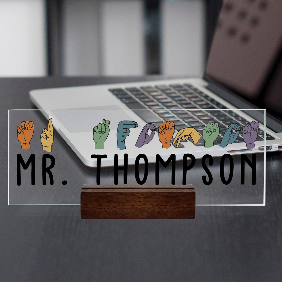 ASL Teacher Acrylic Plaque Name Sign, Sign Language Teacher Gifts, Personalized Teacher Sign, Sign Language Gift