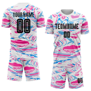 Custom Figure Black-Pink Sublimation Soccer Uniform Jersey