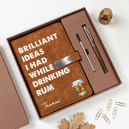 Brilliant Ideas I Had While Drinking - Personalized Notebook Pen Set - Gift For Writer, Office Gift, Gift For Friends