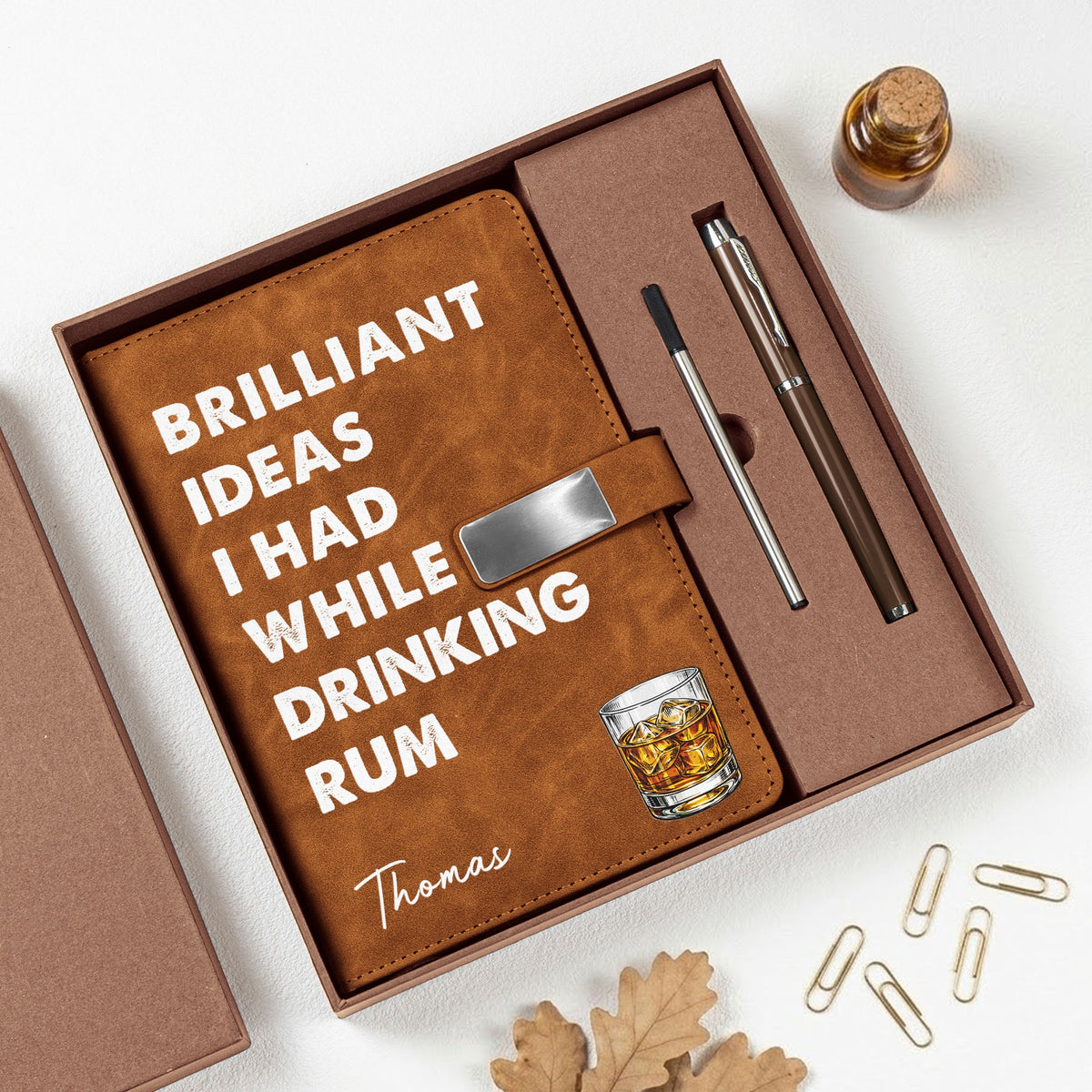 Brilliant Ideas I Had While Drinking - Personalized Notebook Pen Set - Gift For Writer, Office Gift, Gift For Friends