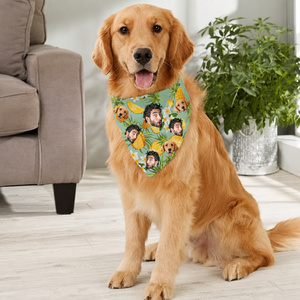Summer Tropical Hawaiian Pineapple Pattern - Personalized Photo Dog Bandana Collar