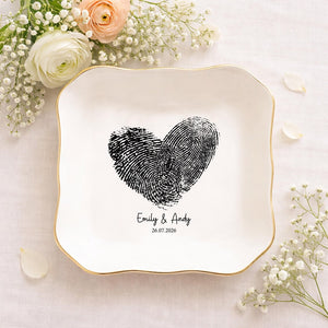 Personalized Fingerprint Jewelry Dish, Custom Fingerprint Ring Dish, Bridesmaid Gifts, Engraved Jewelry Dish, Birthday Gift for Her