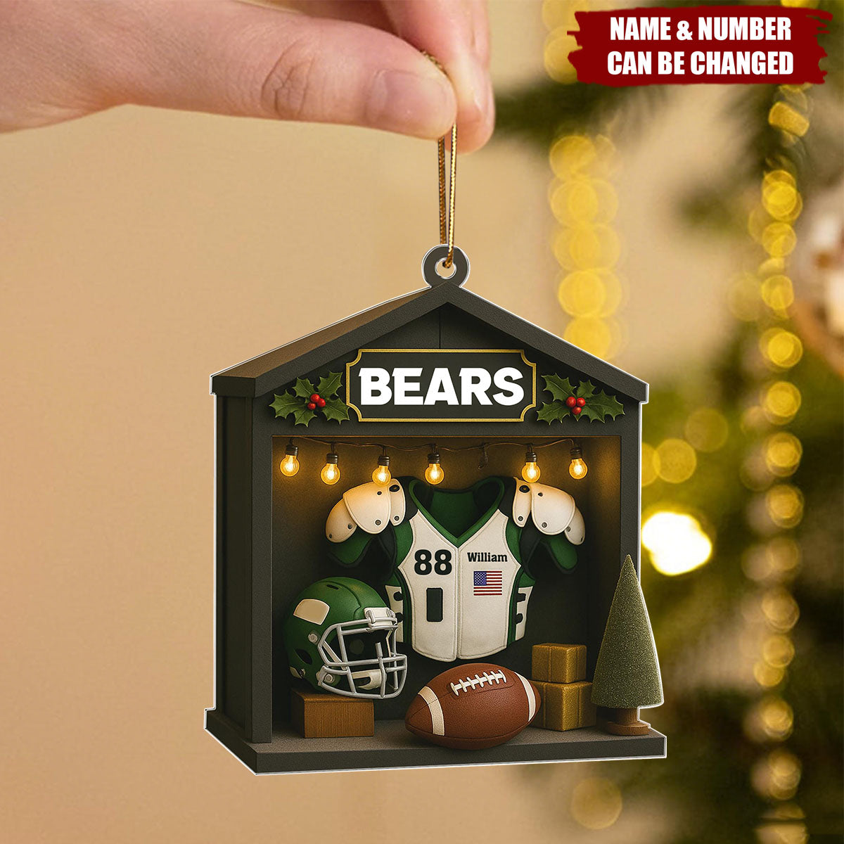Personalized Football Ornament Acrylic , Football Room Xmas Ornament