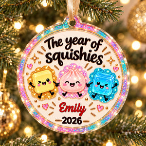 The Year Of Squishy Hunting 2026 Sparkly Glitter Effect - Personalized Acrylic Ornament - Funny Viral Squishy Christmas Gift For Kids