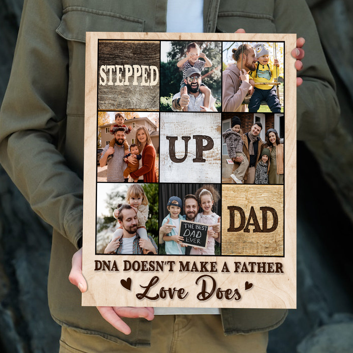 Personalized Stepped Up Dad Photo Canvas, Father's Day Gift For Step Dad, Stepped Up Dad Gifts