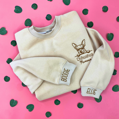 Personalized Dog Mom EMBROIDERED with Name On Sleeve