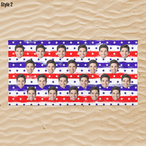 National Flag Independent Day Gift, Personalized Face Beach Towel, Personalized Photo Bath Towel, Custom Pool Towel, Outside, Birthday, Vacation Gift
