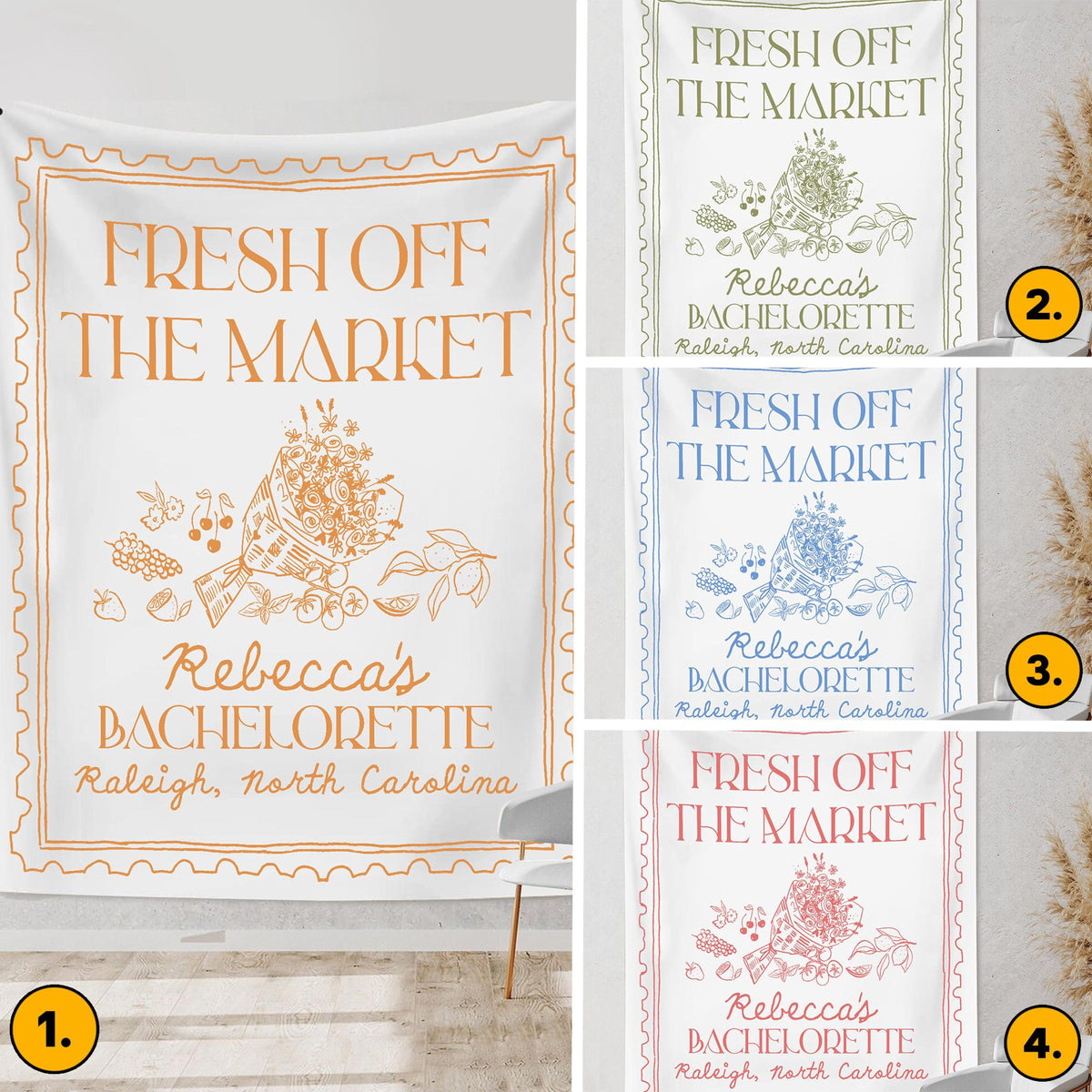 Custom Bachelorette Party Decor, Fresh Off The Market Bachelorette Party Banner, She Off Market Bridal Shower Backdrop, Bride To Be Party