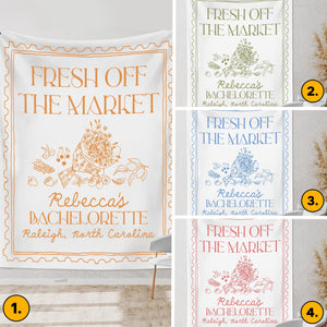 Custom Bachelorette Party Decor, Fresh Off The Market Bachelorette Party Banner, She Off Market Bridal Shower Backdrop, Bride To Be Party