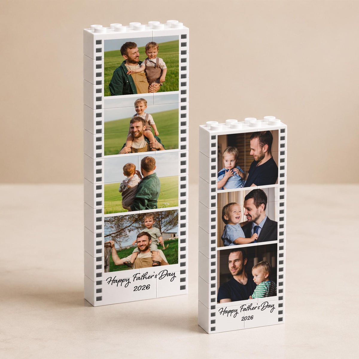 Father's Day Custom Photo Building Blocks: Father's Day Gift from Kids, Dad Photo Polaroid Photo Strip Gift, New Dad Gift