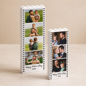 Father's Day Custom Photo Building Blocks: Father's Day Gift from Kids, Dad Photo Polaroid Photo Strip Gift, New Dad Gift