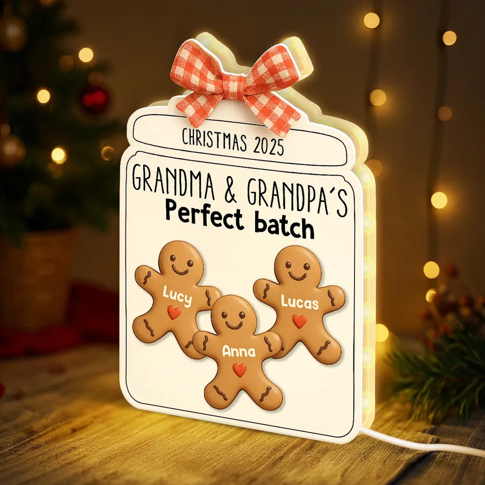 Christmas Grandma Perfect Batch Cookies - Personalized Acrylic Light Box - Christmas Gift for Mom Grandma
