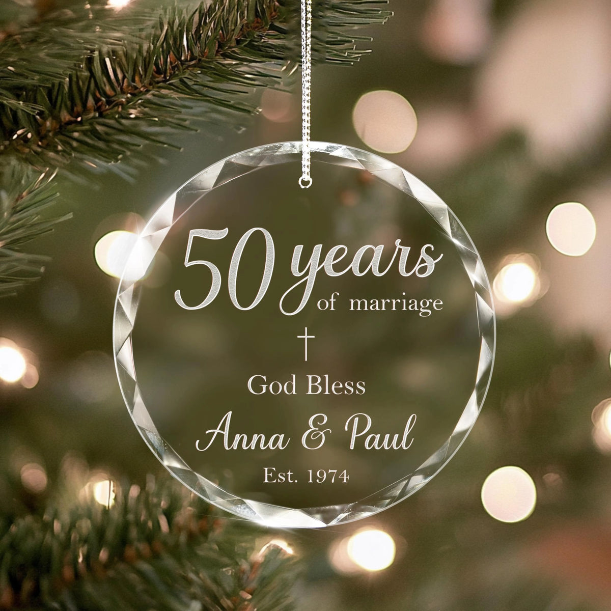 Custom 50th Wedding Ornament for Parents, Parents Golden Wedding Anniversary Gift, 50 Years of Marriage Gifts for Christian