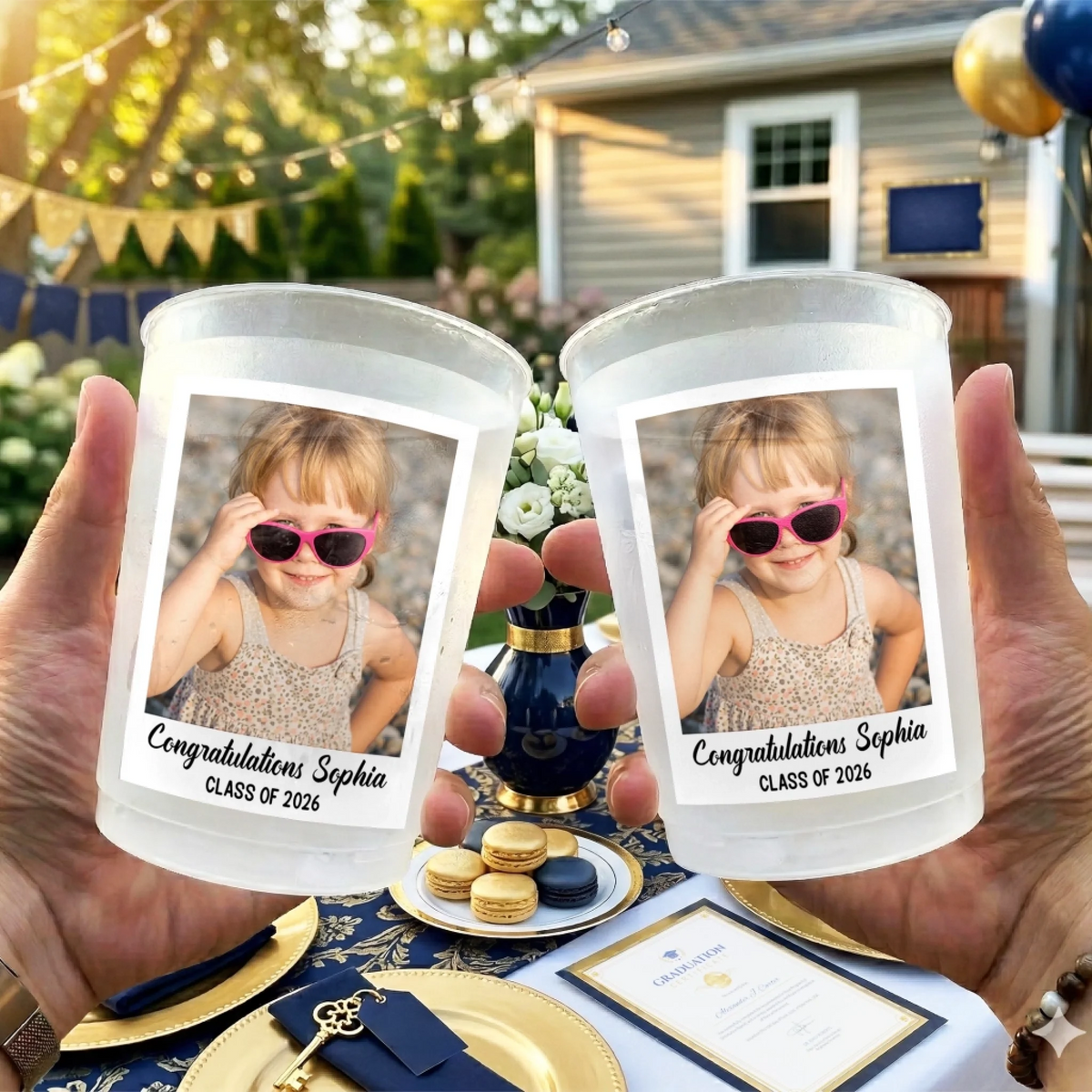 Congratulating To Your Graduation - Personalized Plastic Frosted Water Cup - Graduation Party Decor