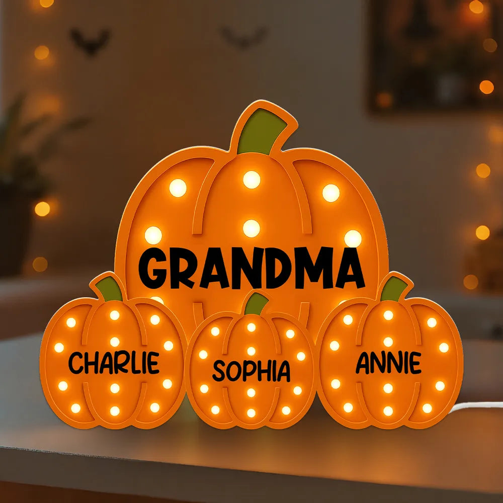 Mom Grandma Little Pumpkins - Personalized Acrylic Light Box - Gift For Mom, Grandma, Fall Season Home Decor