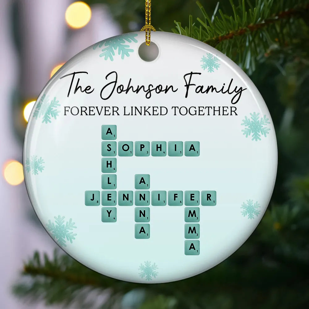 Sea Glass Crossword Family - Personalized Acrylic Ornament - Christmas Gift For Family, Holiday Housewarming Gift