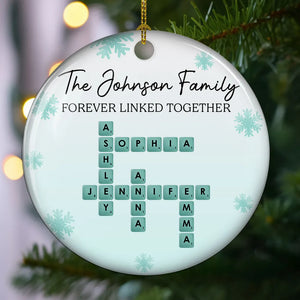 Sea Glass Crossword Family - Personalized Acrylic Ornament - Christmas Gift For Family, Holiday Housewarming Gift