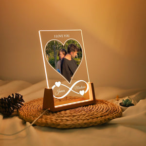 Custom Couple Photo Night Light, Personalized Photo Collage LED Light, Photo with Name Plaque, Desk Lamp, Valentines Gifts For Couple