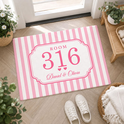 Personalized Striped Room Number Doormat - Gifts For Girls, Roomate