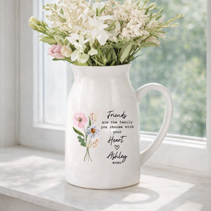 Best Friend Gift, Friends Are The Family You Choose With Your Heart Flower Vase, Birthday Gift For Friend, Friends Gift For Her, Thank You Gift